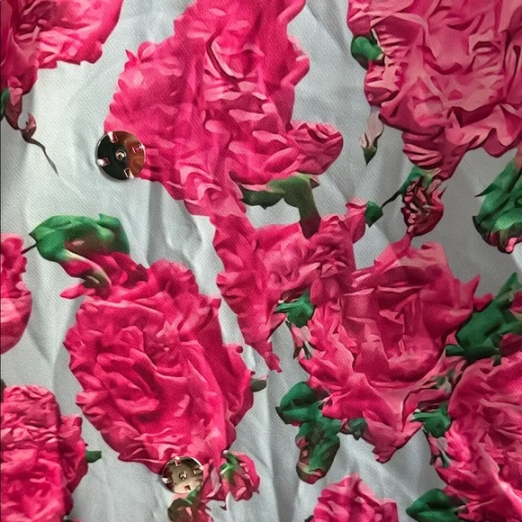 Floral pink rose  Long Coat (3D looking print - Picture 8 of 8